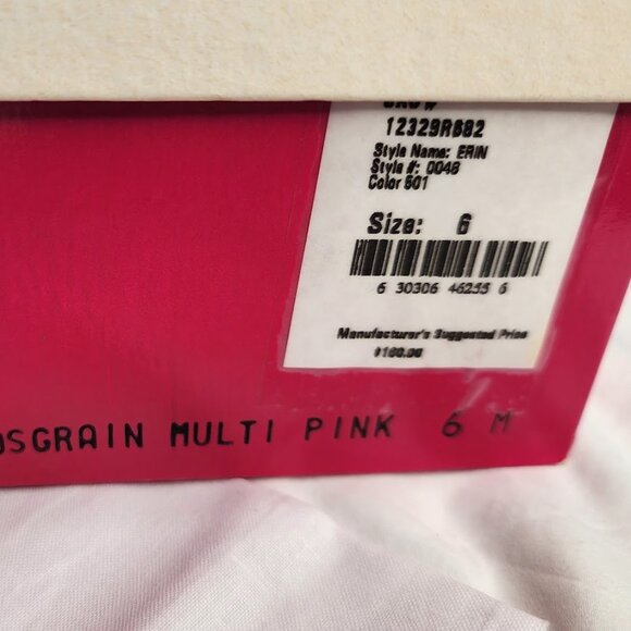 Lilly Pulitzer Erin Wedge Sandal – Pink & Green Ribbon – Size 6 - Picture 3 of 4